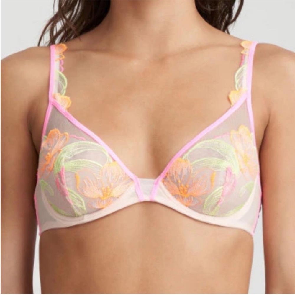 Marie Jo Women's Embroidered Bra - Pink and Orange - Picture 5 of 12